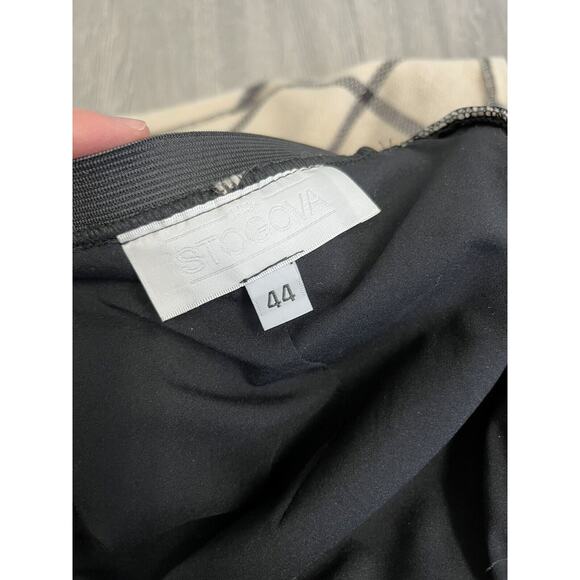 LILIA STOGOVA Ivory Wool Printed Asymmetrical A-Line Midi Skirt Size 44 US XL - Picture 4 of 4